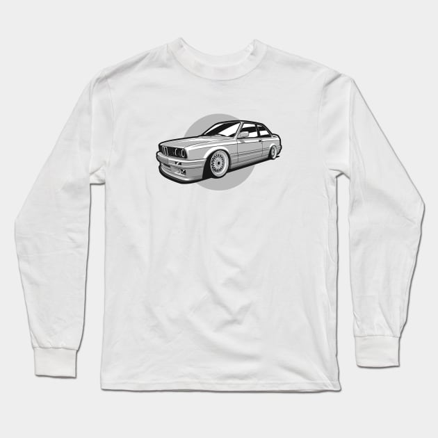 Silver Gray E30 Classic Coupe Long Sleeve T-Shirt by KaroCars